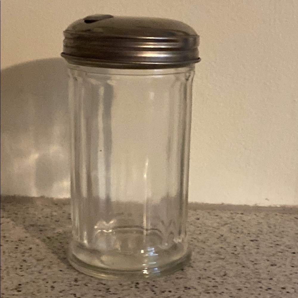 Glass Sugar Dispenser with Stainless Steel Lid
